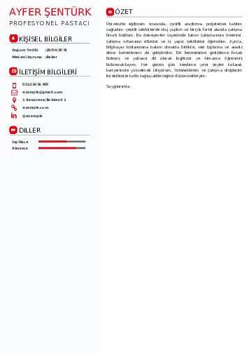 Pastacı Cv Örnekleri cv indir